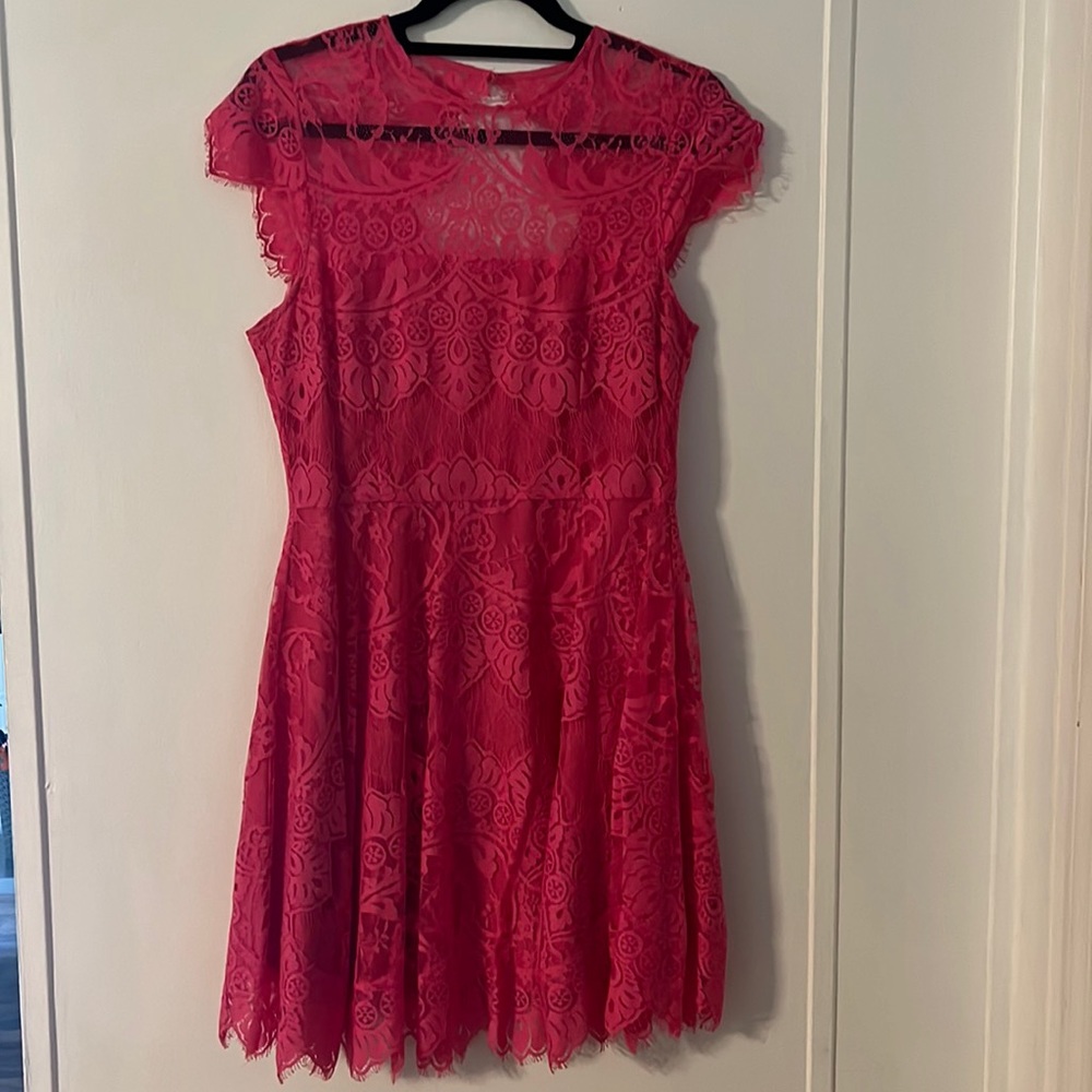 Pink lace cocktail dress